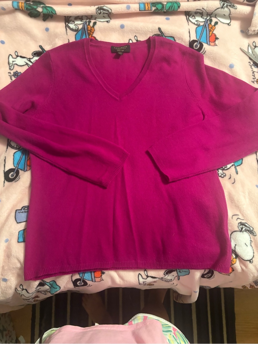 Charter Club Women's cashmere 
V-Neck Sweater - Fuchsia